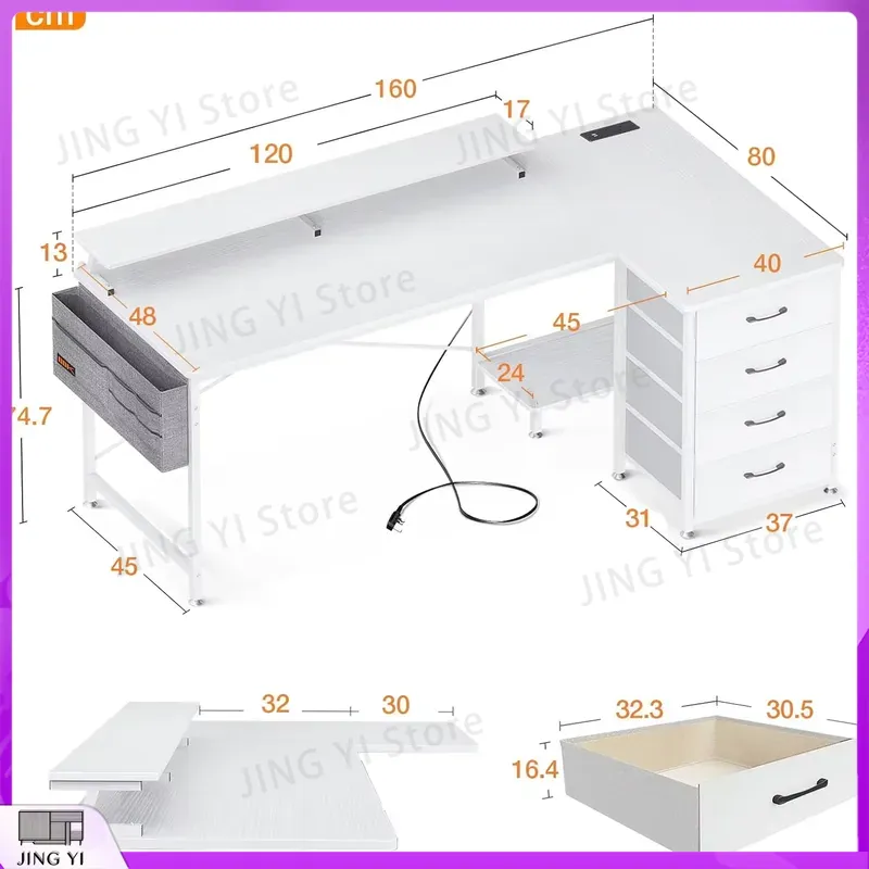L Shaped Computer Desk 160x80c - огляд і ціна Office Furniture Outlet