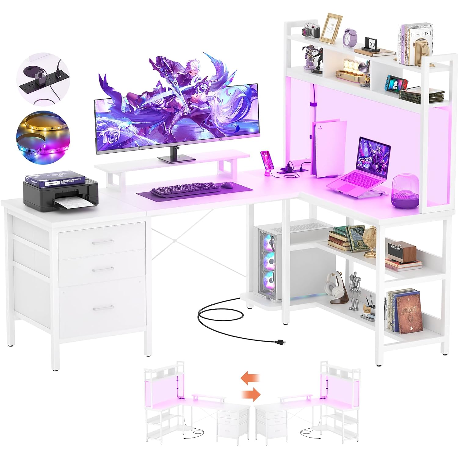 L Shaped Gaming Desk with Hutc - огляд і ціна Office Furniture Outlet