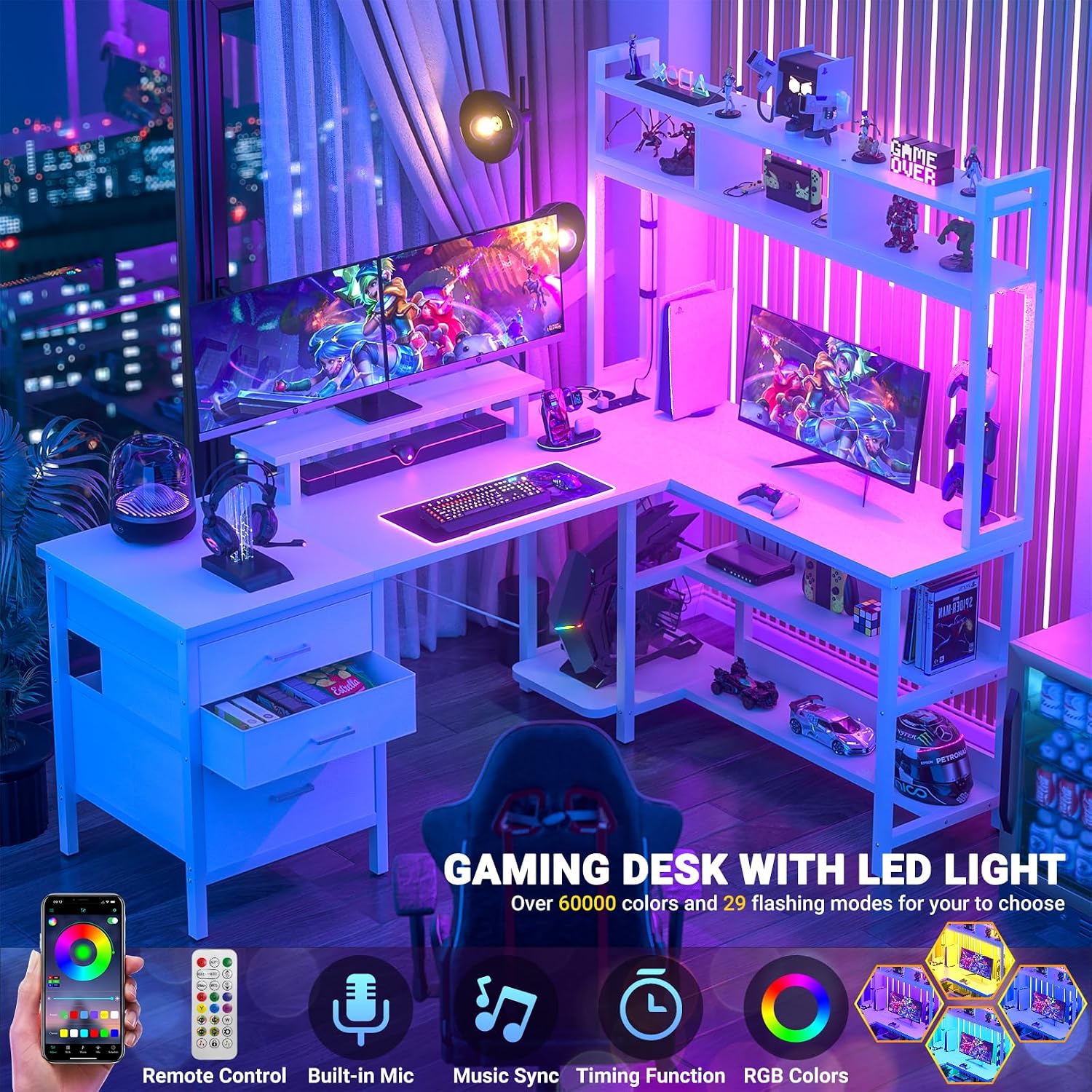L Shaped Gaming Desk with Hutc - огляд і ціна Office Furniture Outlet