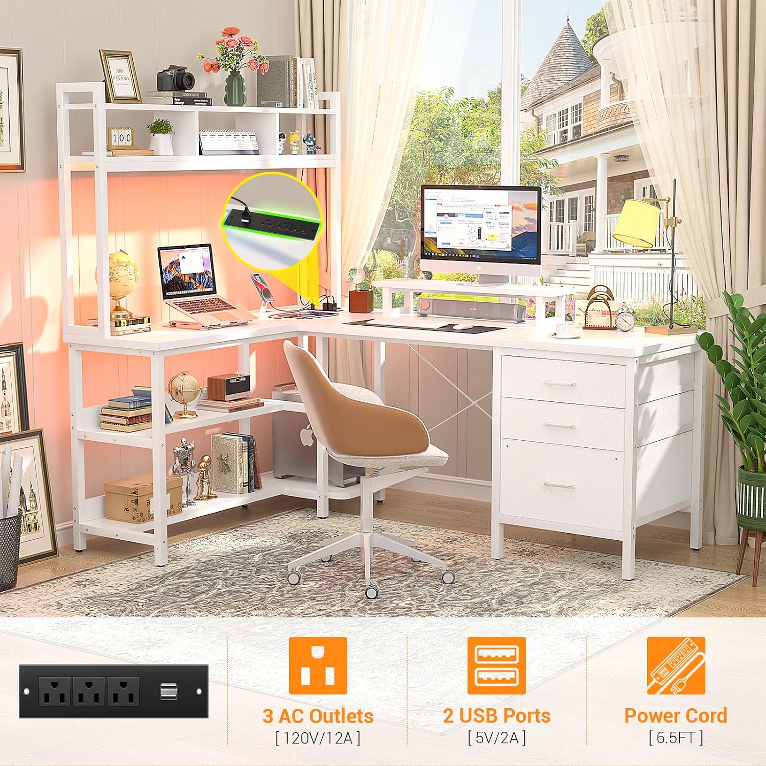 L Shaped Gaming Desk with Hutc - огляд і ціна Office Furniture Outlet