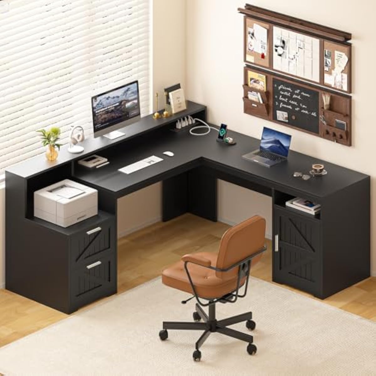 63 Inch L-Shaped Modern Desk w - огляд і ціна Office Furniture Outlet