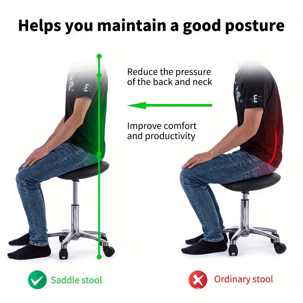 Saddle Stool Rolling Swivel SP - огляд і ціна Office Furniture Ergonomic