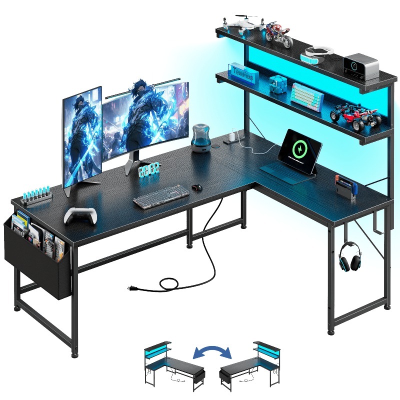 Black L Shaped Computer Desk W - огляд і ціна Office Furniture Outlet